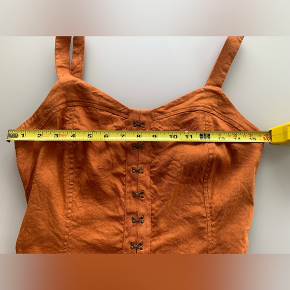 Leith Hook & Eye Corset Linen-Blend Mini Dress in Rust | Small - Picture 8 of 8